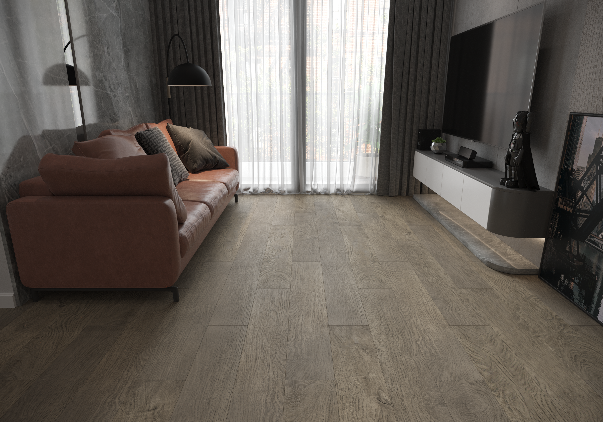 Кварцвиниловая плитка Art East клеевая Art Tile Hit Дуб Купера 754-AT 914,4×152,4×2,5 фото в интерьере